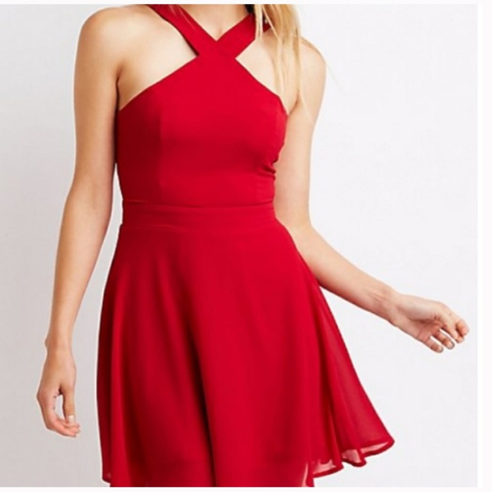 Charlotte Russe Red Cross-Front Mini Dress